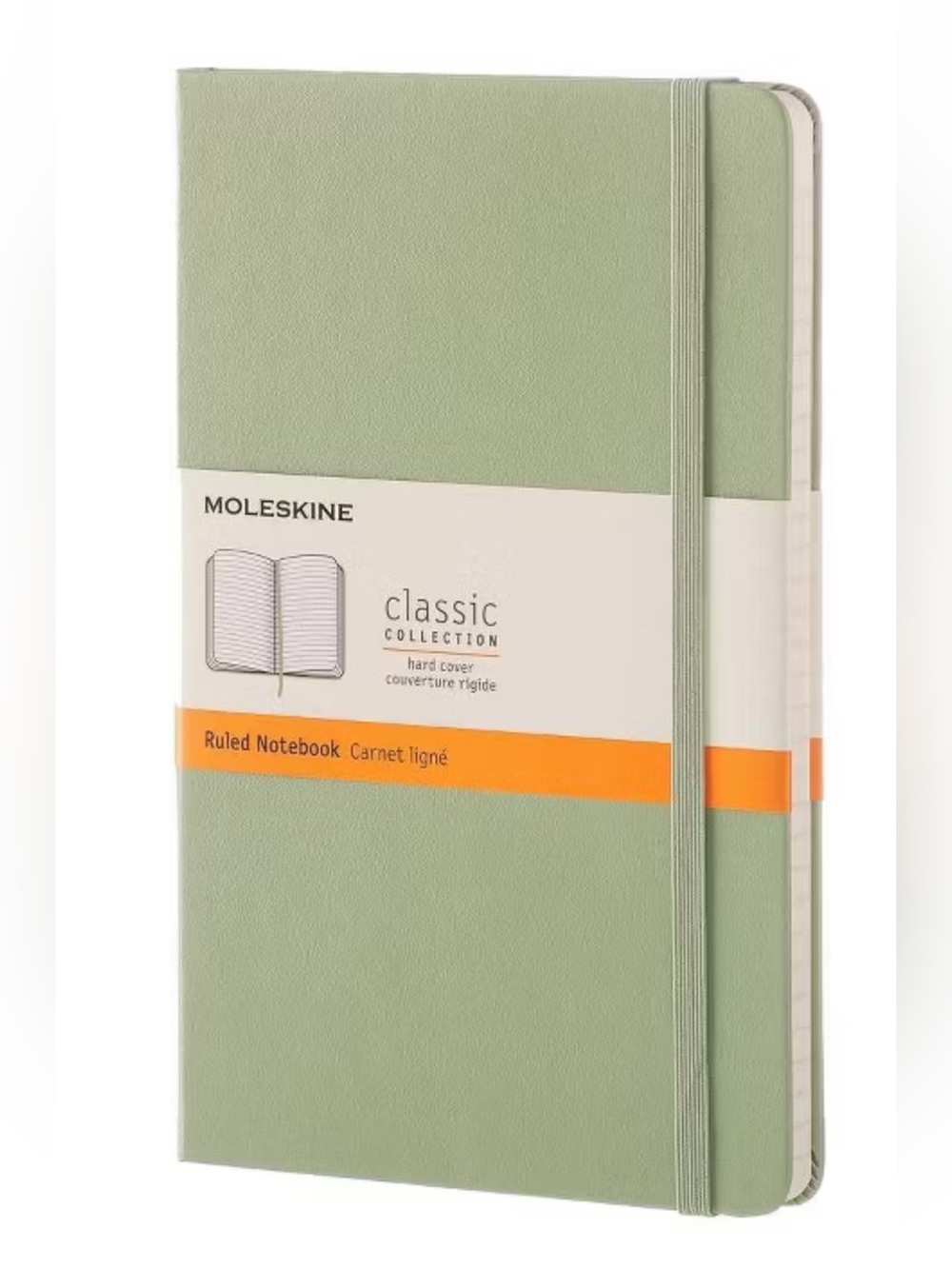 Moleskine Lined Hardcover Notebook Large 5"x8.25" Willow Green